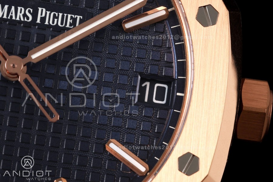 Royal Oak 41mm 15500 RG DDF 1:1 Best Edition Blue Dial on Blue Rubber Strap DD4302 Super Clone (Weighted)