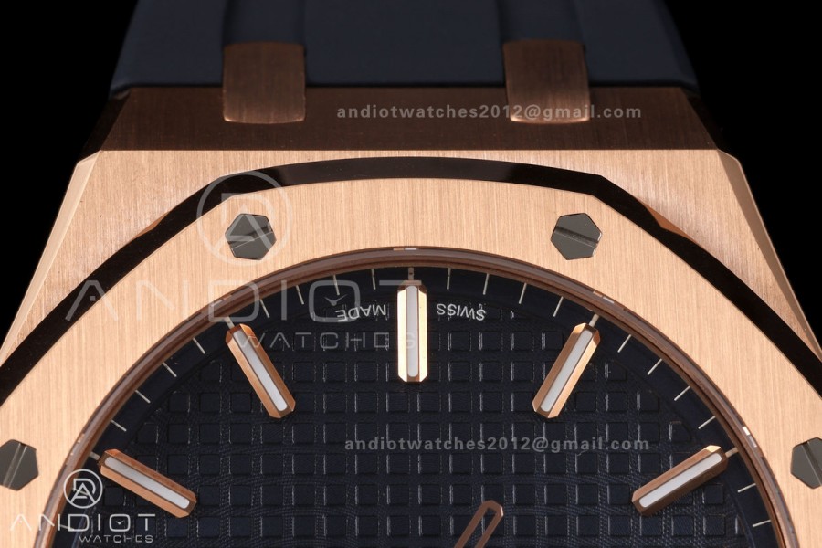 Royal Oak 41mm 15500 RG DDF 1:1 Best Edition Blue Dial on Blue Rubber Strap DD4302 Super Clone (Weighted)