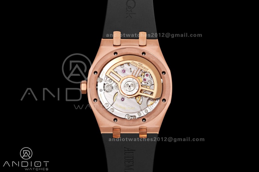 Royal Oak 41mm 15500 RG DDF 1:1 Best Edition Black Dial on Black Rubber Strap DD4302 Super Clone (Weighted)