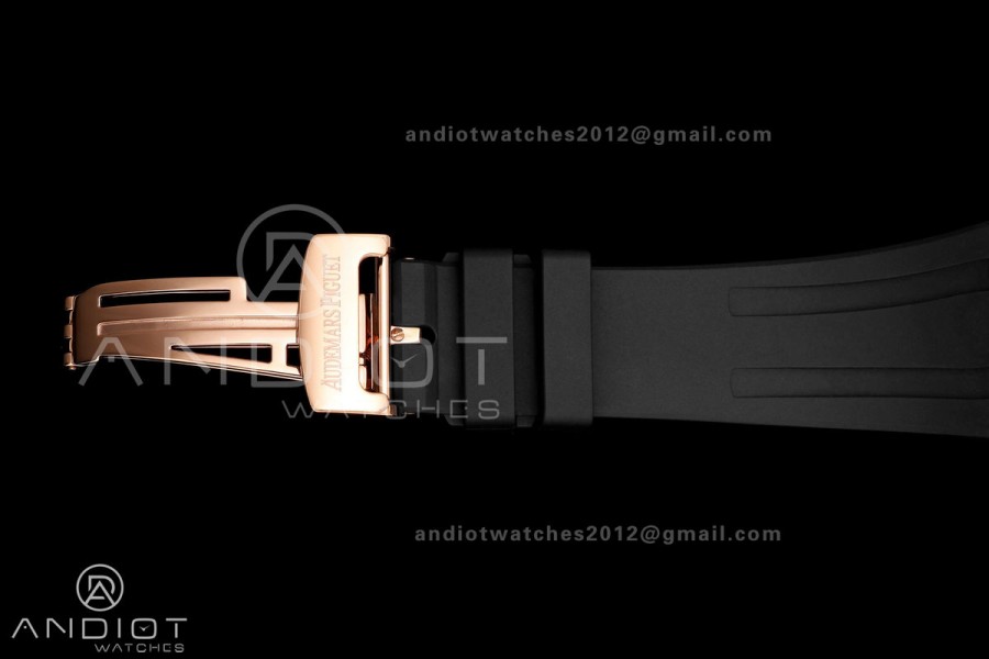 Royal Oak 41mm 15500 RG DDF 1:1 Best Edition Black Dial on Black Rubber Strap DD4302 Super Clone (Weighted)
