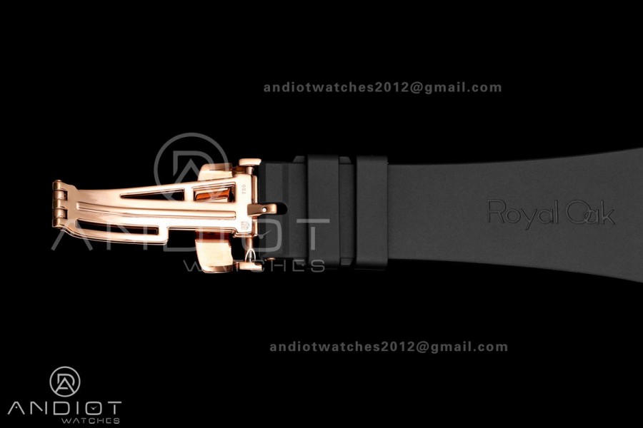 Royal Oak 41mm 15500 RG DDF 1:1 Best Edition Black Dial on Black Rubber Strap DD4302 Super Clone (Weighted)