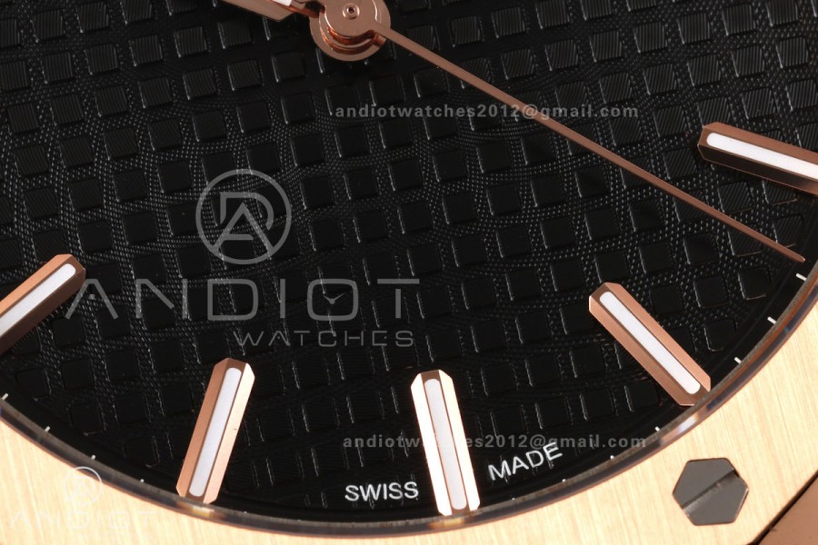 Royal Oak 41mm 15500 RG DDF 1:1 Best Edition Black Dial on Black Rubber Strap DD4302 Super Clone (Weighted)