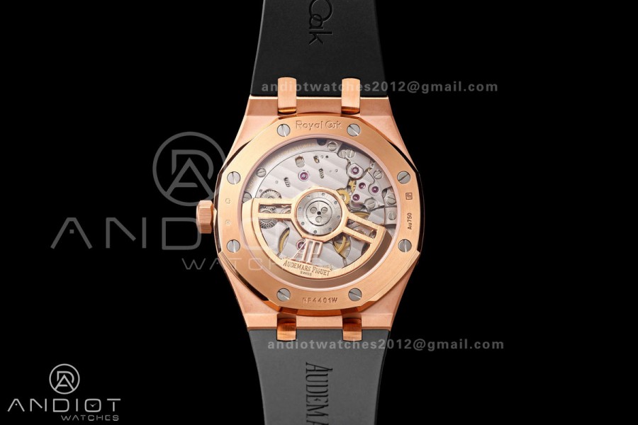 Royal Oak 41mm 15500 RG DDF 1:1 Best Edition Black Dial on Black Rubber Strap DD4302 Super Clone (Weighted)
