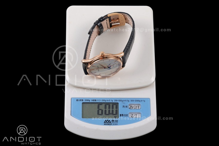 Master Ultra Thin Moon RG RZF 1:1 Best Edition Cream Dial on Black Leather Strap SA925 Super Clone