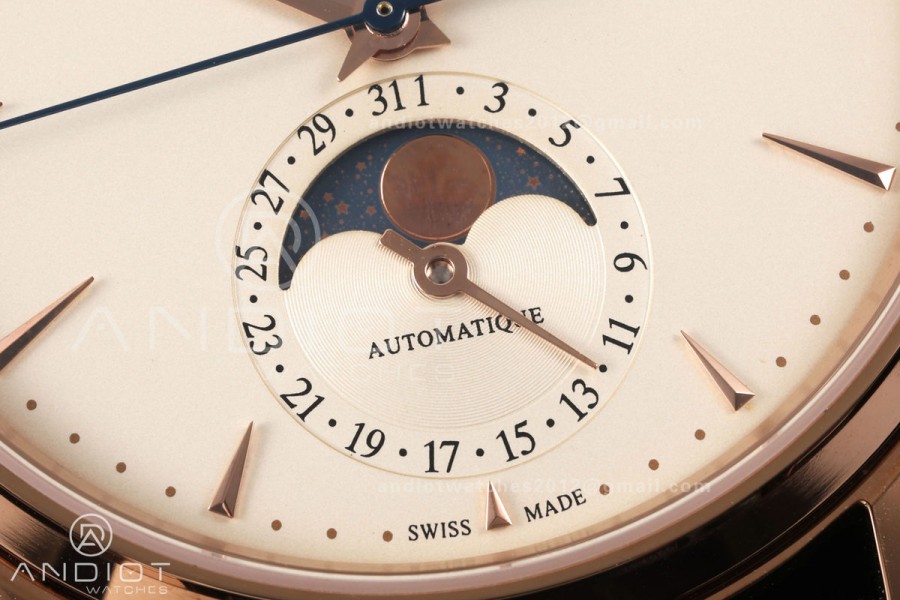 Master Ultra Thin Moon RG RZF 1:1 Best Edition Cream Dial on Black Leather Strap SA925 Super Clone
