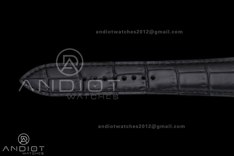 Master Ultra Thin Moon SS RZF 1:1 Best Edition Silver Dial on Black Leather Strap SA925 Super Clone