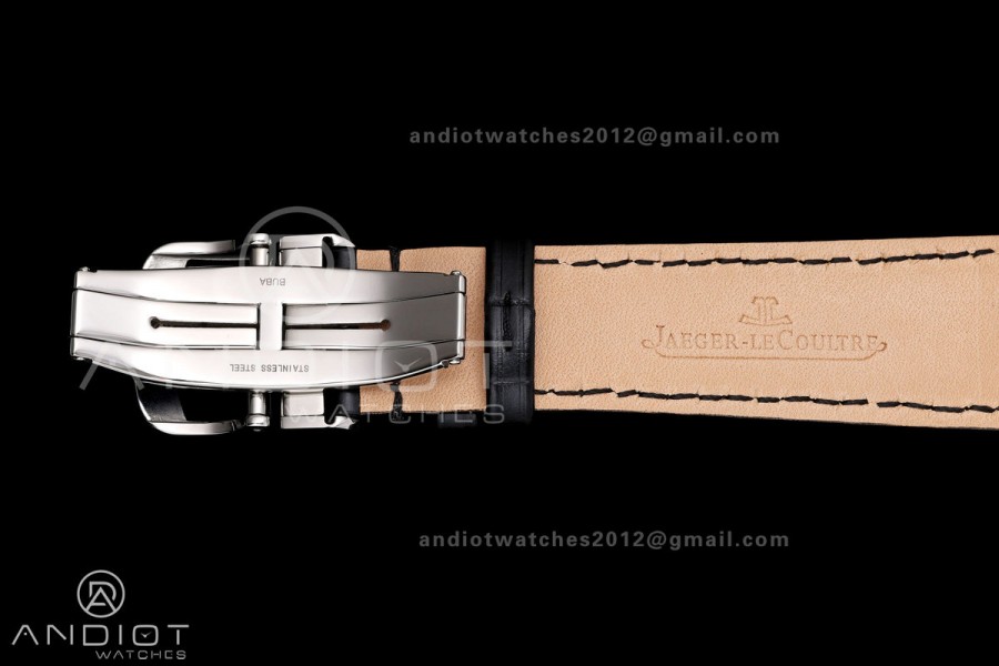 Master Ultra Thin Moon SS RZF 1:1 Best Edition Silver Dial on Black Leather Strap SA925 Super Clone