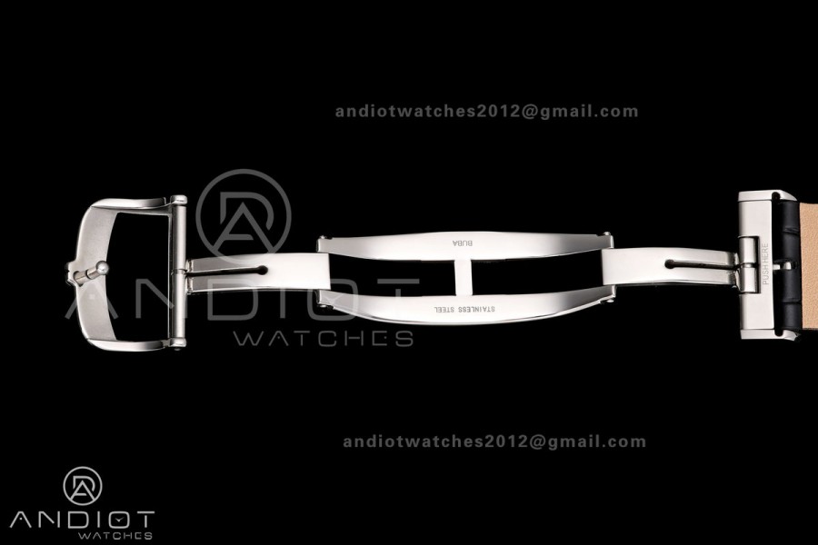 Master Ultra Thin Moon SS RZF 1:1 Best Edition Silver Dial on Black Leather Strap SA925 Super Clone