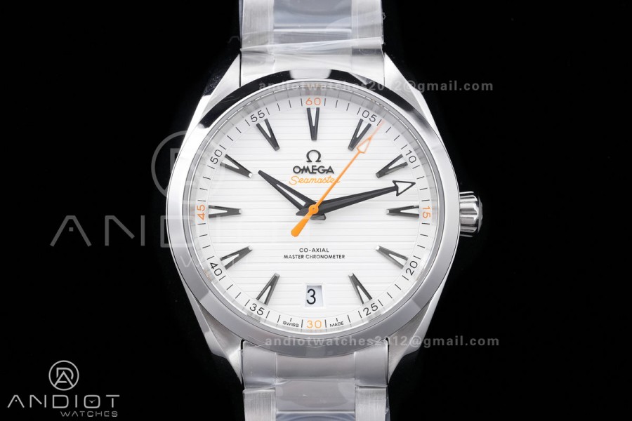 Aqua Terra 150M Master Chronometers VSF 1:1 Best Edition White Dial Orange Hand on SS Bracelet A8900 Super Clone