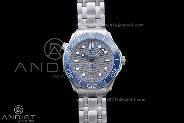 Seamaster Diver 300M Blue Ceramic Bezel V4 VSF 1:1 Best Edition Gray Dial On SS Bracelet Super Clone Asian 8800
