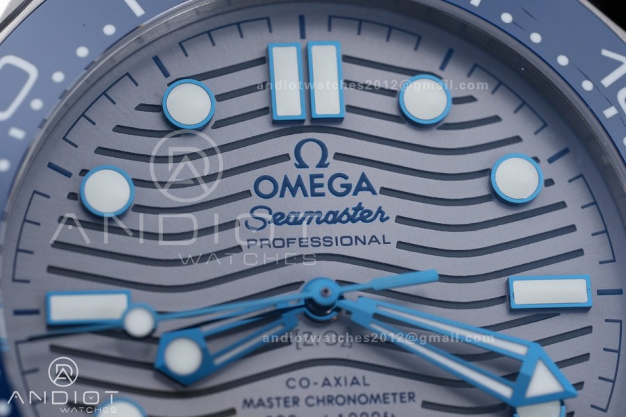 Seamaster Diver 300M Blue Ceramic Bezel V4 VSF 1:1 Best Edition Gray Dial On SS Bracelet Super Clone Asian 8800