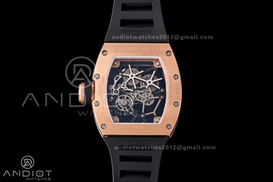 Mille Studio RM035 Americas RG Skeleton Dial on Black Rubber Strap RMUL1 Super Clone Free Sprung