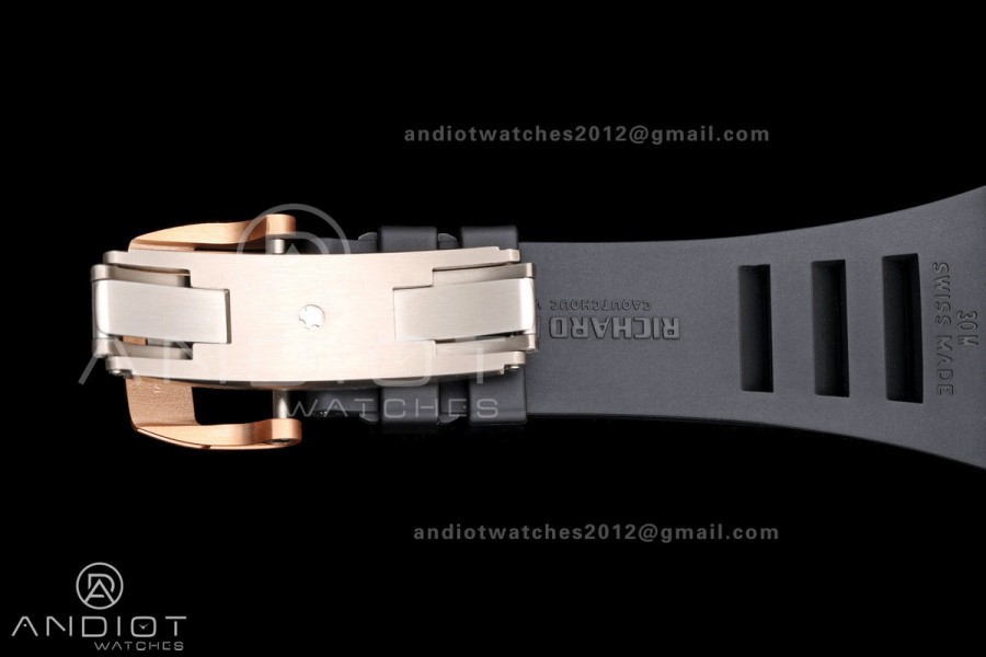Mille Studio RM035 Americas RG Skeleton Dial on Black Rubber Strap RMUL1 Super Clone Free Sprung