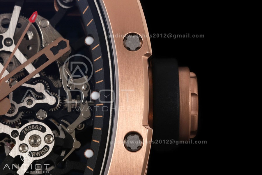 Mille Studio RM035 Americas RG Skeleton Dial on Black Rubber Strap RMUL1 Super Clone Free Sprung