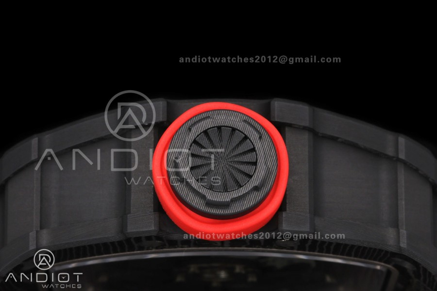 Mille Studio RM035-02 NTPT 1:1 Best Edition Skeleton Dial on Red Rubber Strap RMAL1 Super Clone Free Sprung