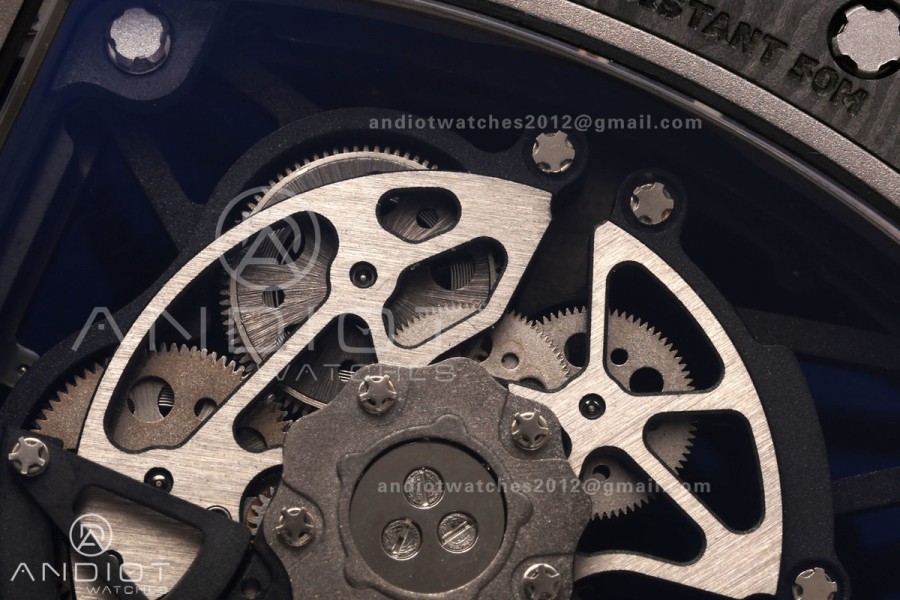 Mille Studio RM035-02 NTPT 1:1 Best Edition Skeleton Dial on Red Rubber Strap RMAL1 Super Clone Free Sprung