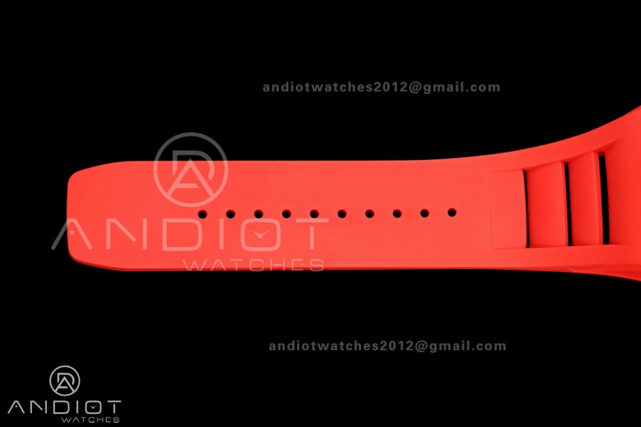 Mille Studio RM035-02 NTPT 1:1 Best Edition Skeleton Dial on Red Rubber Strap RMAL1 Super Clone Free Sprung