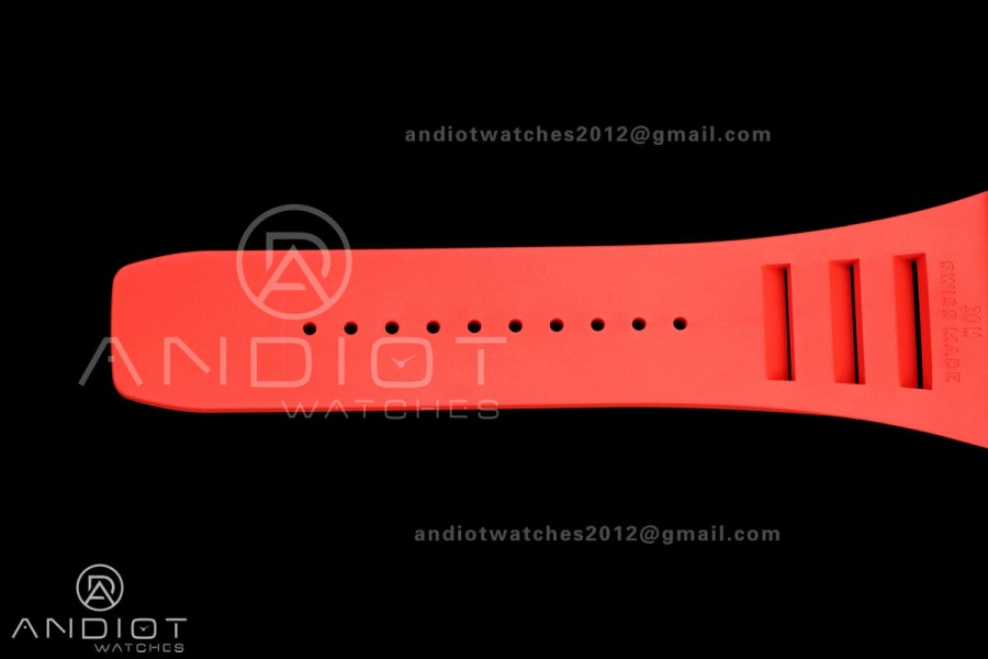 Mille Studio RM035-02 NTPT 1:1 Best Edition Skeleton Dial on Red Rubber Strap RMAL1 Super Clone Free Sprung