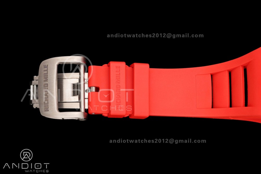 Mille Studio RM035-02 NTPT 1:1 Best Edition Skeleton Dial on Red Rubber Strap RMAL1 Super Clone Free Sprung