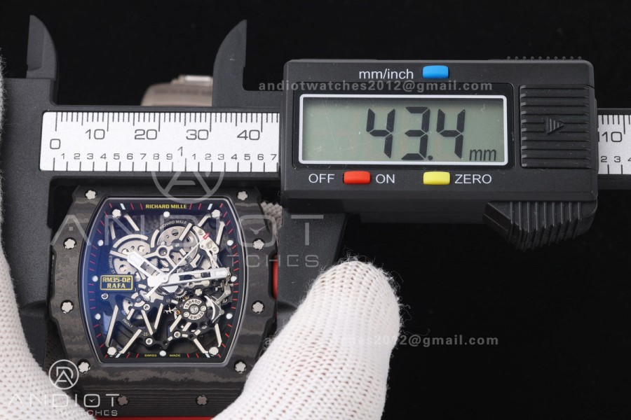 Mille Studio RM035-02 NTPT 1:1 Best Edition Skeleton Dial on Red Rubber Strap RMAL1 Super Clone Free Sprung