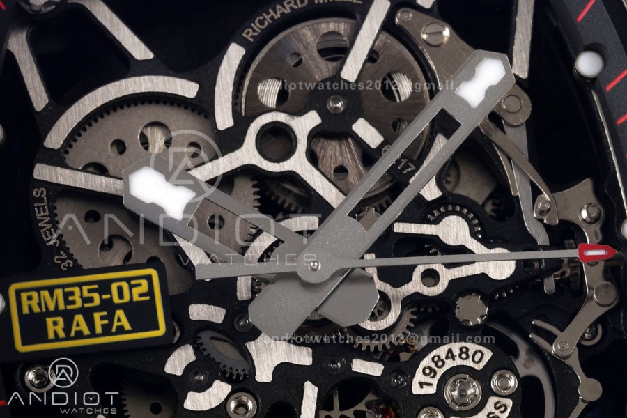 Mille Studio RM035-02 NTPT 1:1 Best Edition Skeleton Dial on Red Rubber Strap RMAL1 Super Clone Free Sprung