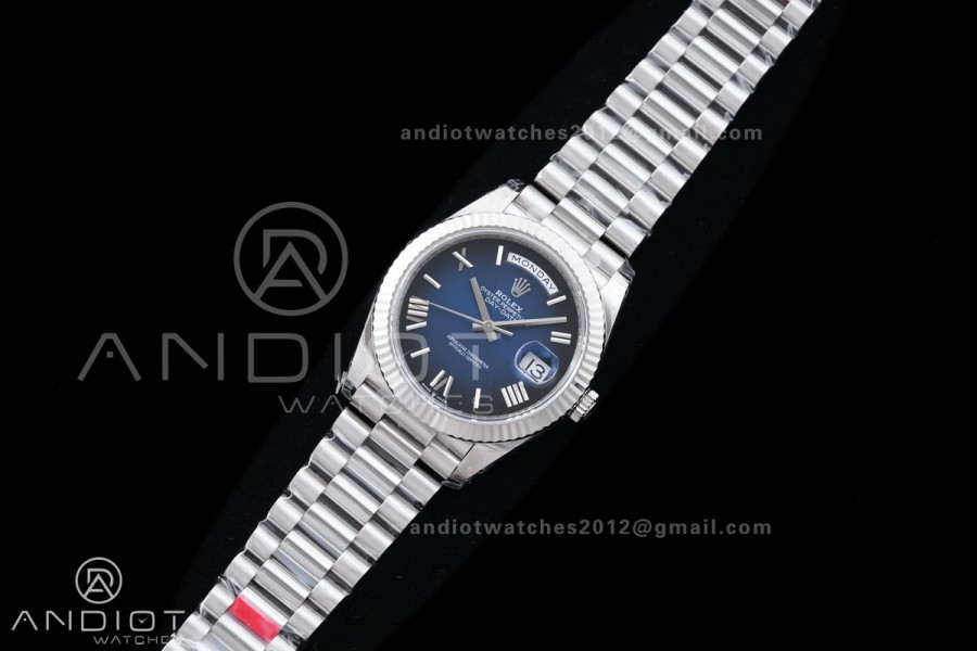 DayDate 40 228239 VSF 1:1 Best Edition Blue Ombre Roman Dial on President Bracelet VS3255