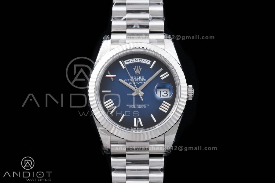 DayDate 40 228239 VSF 1:1 Best Edition Blue Ombre Roman Dial on President Bracelet VS3255
