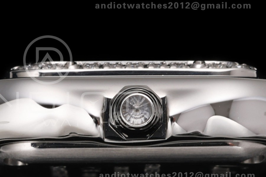 Panthère Ladies 19mm SS AF 1:1 Best Edition White Dial Diamonds Bezel on SS Bracelet Ronda Quartz