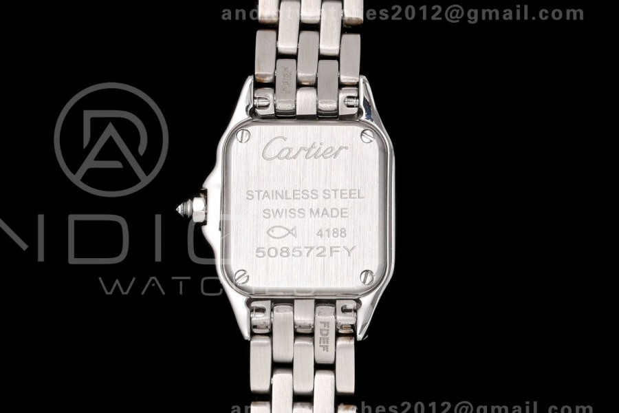 Panthère Ladies 19mm SS AF 1:1 Best Edition White Dial Diamonds Bezel on SS Bracelet Ronda Quartz