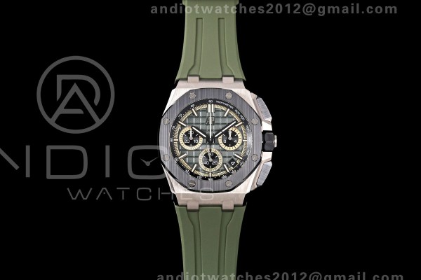 Royal Oak Offshore 26420 Titanium DDF 1:1 Best Edition Green/Black Dial on Green Rubber Strap DD4401 Super Clone