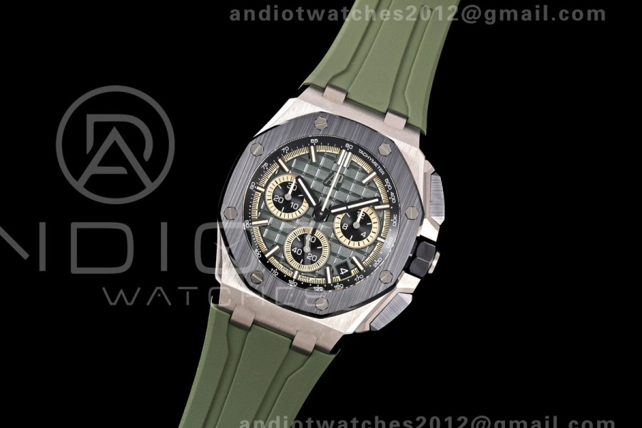 Royal Oak Offshore 26420 Titanium DDF 1:1 Best Edition Green/Black Dial on Green Rubber Strap DD4401 Super Clone