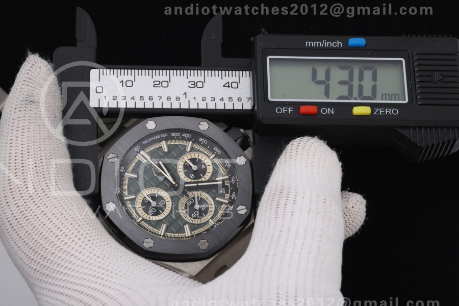 Royal Oak Offshore 26420 Titanium DDF 1:1 Best Edition Green/Black Dial on Green Rubber Strap DD4401 Super Clone