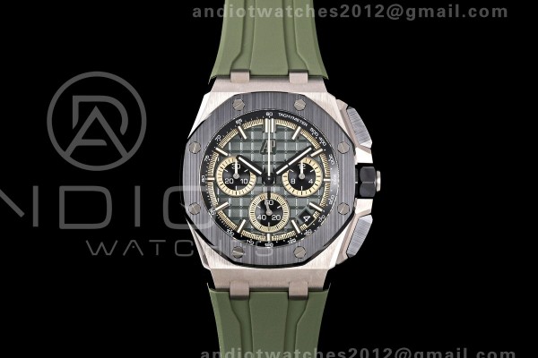 Royal Oak Offshore 26420 Titanium DDF 1:1 Best Edition Green/Black Dial on Green Rubber Strap DD4401 Super Clone
