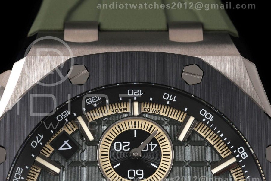 Royal Oak Offshore 26420 Titanium DDF 1:1 Best Edition Green/Black Dial on Green Rubber Strap DD4401 Super Clone