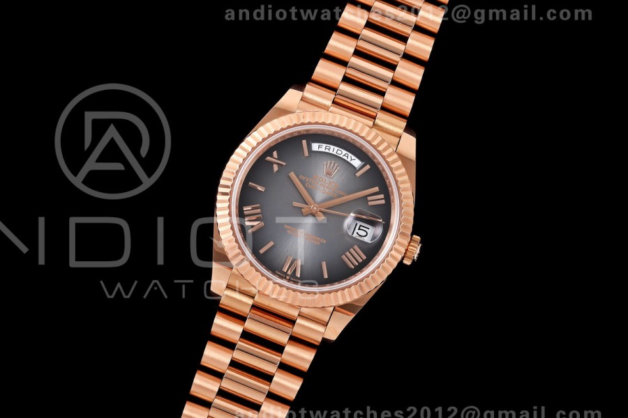 DayDate 40 228235 QF 1:1 Best Edition Gray Ombre Roman Dial on President Bracelet JH3255 Free Sprung V9