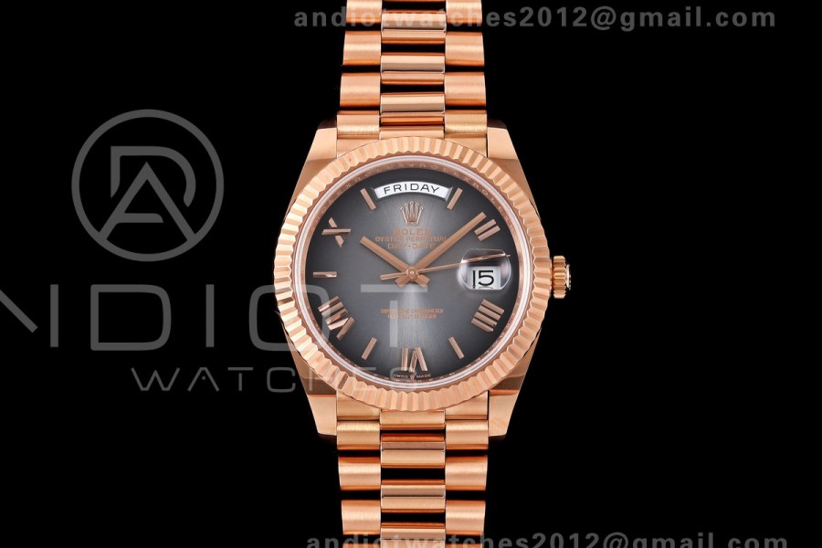 DayDate 40 228235 QF 1:1 Best Edition Gray Ombre Roman Dial on President Bracelet JH3255 Free Sprung V9