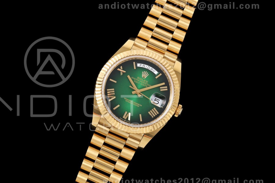 DayDate 40 228238 QF 1:1 Best Edition Green Ombre Roman Dial on President Bracelet JH3255 Free Sprung V9