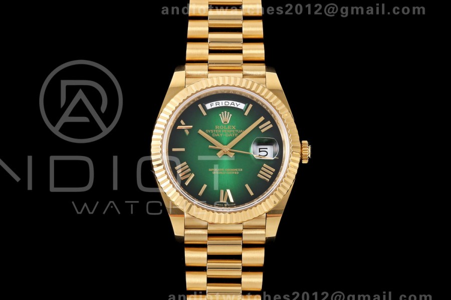 DayDate 40 228238 QF 1:1 Best Edition Green Ombre Roman Dial on President Bracelet JH3255 Free Sprung V9