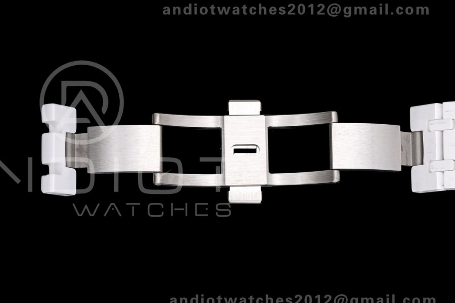 Royal Oak 41mm 15500 White Ceramic ZF White Dial on White Ceramic Bracelet SA4302 Super Clone (Free Sprung)