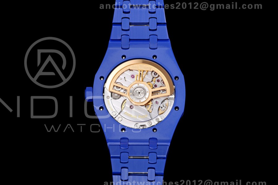 Royal Oak 41mm 15500 Blue Ceramic ZF Blue Dial on Blue Ceramic Bracelet SA4302 Super Clone (Free Sprung)