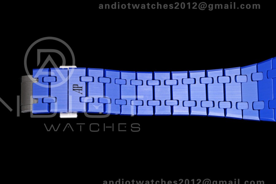 Royal Oak 41mm 15500 Blue Ceramic ZF Blue Dial on Blue Ceramic Bracelet SA4302 Super Clone (Free Sprung)