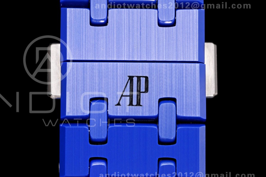 Royal Oak 41mm 15500 Blue Ceramic ZF Blue Dial on Blue Ceramic Bracelet SA4302 Super Clone (Free Sprung)