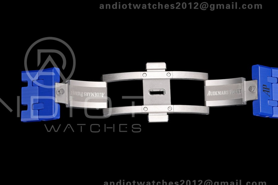Royal Oak 41mm 15500 Blue Ceramic ZF Blue Dial on Blue Ceramic Bracelet SA4302 Super Clone (Free Sprung)