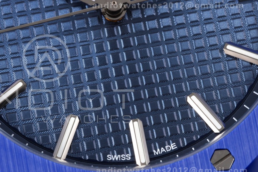 Royal Oak 41mm 15500 Blue Ceramic ZF Blue Dial on Blue Ceramic Bracelet SA4302 Super Clone (Free Sprung)