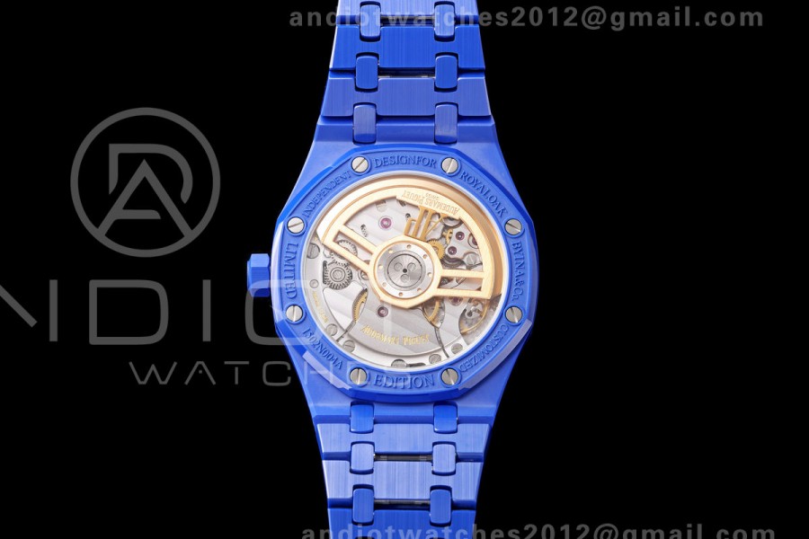 Royal Oak 41mm 15500 Blue Ceramic ZF Blue Dial on Blue Ceramic Bracelet SA4302 Super Clone (Free Sprung)