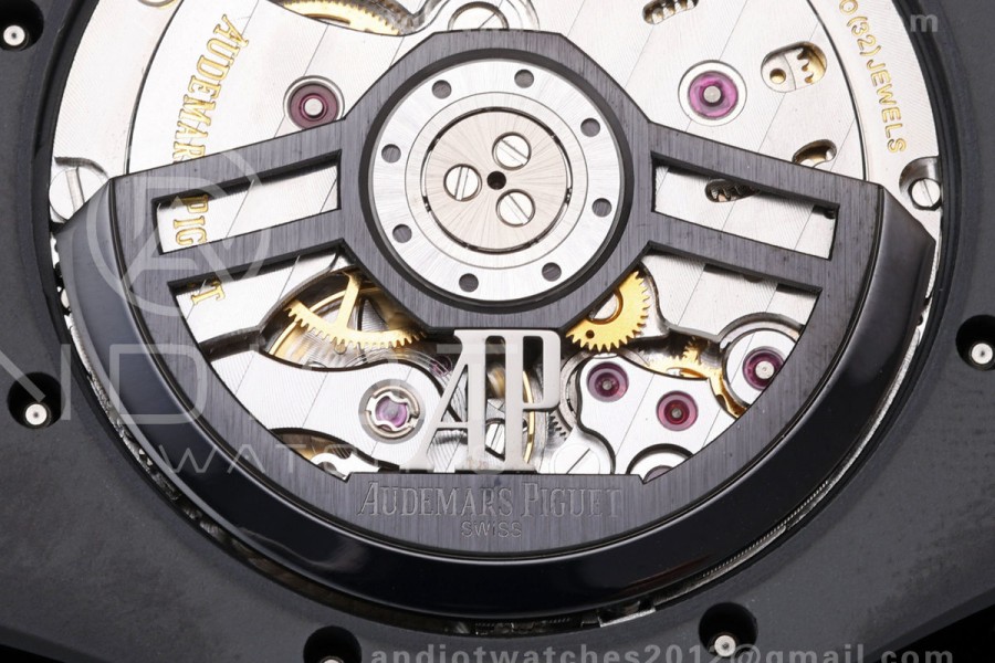 Royal Oak 41mm 15500 Black Ceramic ZF Black Dial on Black Ceramic Bracelet SA4302 Super Clone (Free Sprung)