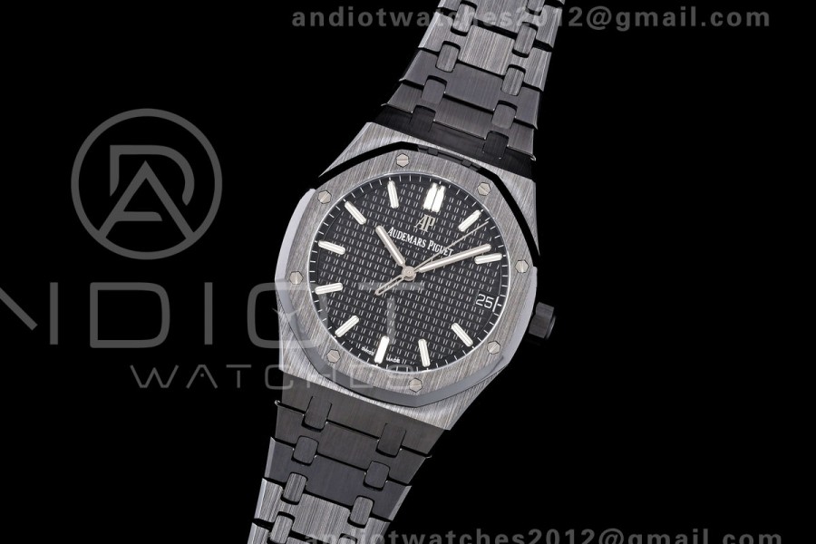 Royal Oak 41mm 15500 Black Ceramic ZF Black Dial on Black Ceramic Bracelet SA4302 Super Clone (Free Sprung)