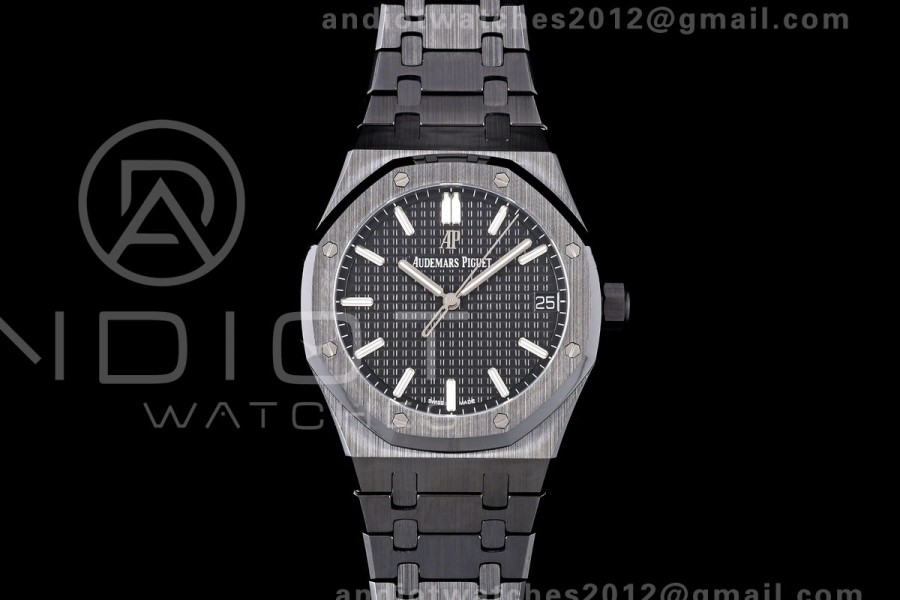 Royal Oak 41mm 15500 Black Ceramic ZF Black Dial on Black Ceramic Bracelet SA4302 Super Clone (Free Sprung)