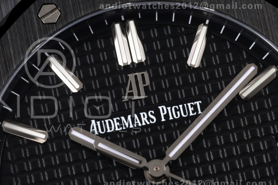 Royal Oak 41mm 15500 Black Ceramic ZF Black Dial on Black Ceramic Bracelet SA4302 Super Clone (Free Sprung)
