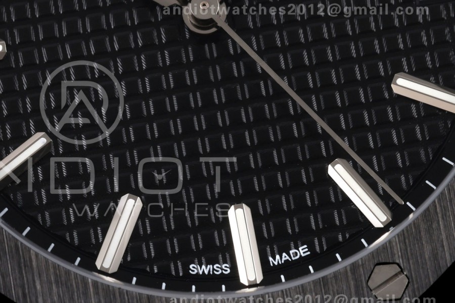 Royal Oak 41mm 15500 Black Ceramic ZF Black Dial on Black Ceramic Bracelet SA4302 Super Clone (Free Sprung)